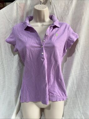 Y2K Aeropostale Lavender Button-Front Polo with Green Logo